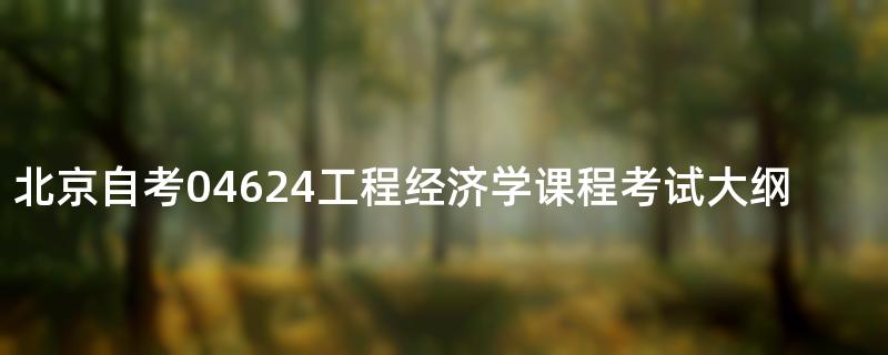 北京自考04624工程经济学课程考试大纲
