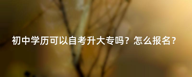 初中学历可以自考升大专吗？怎么报名？