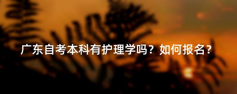 广东自考本科有护理学吗？如何报名？